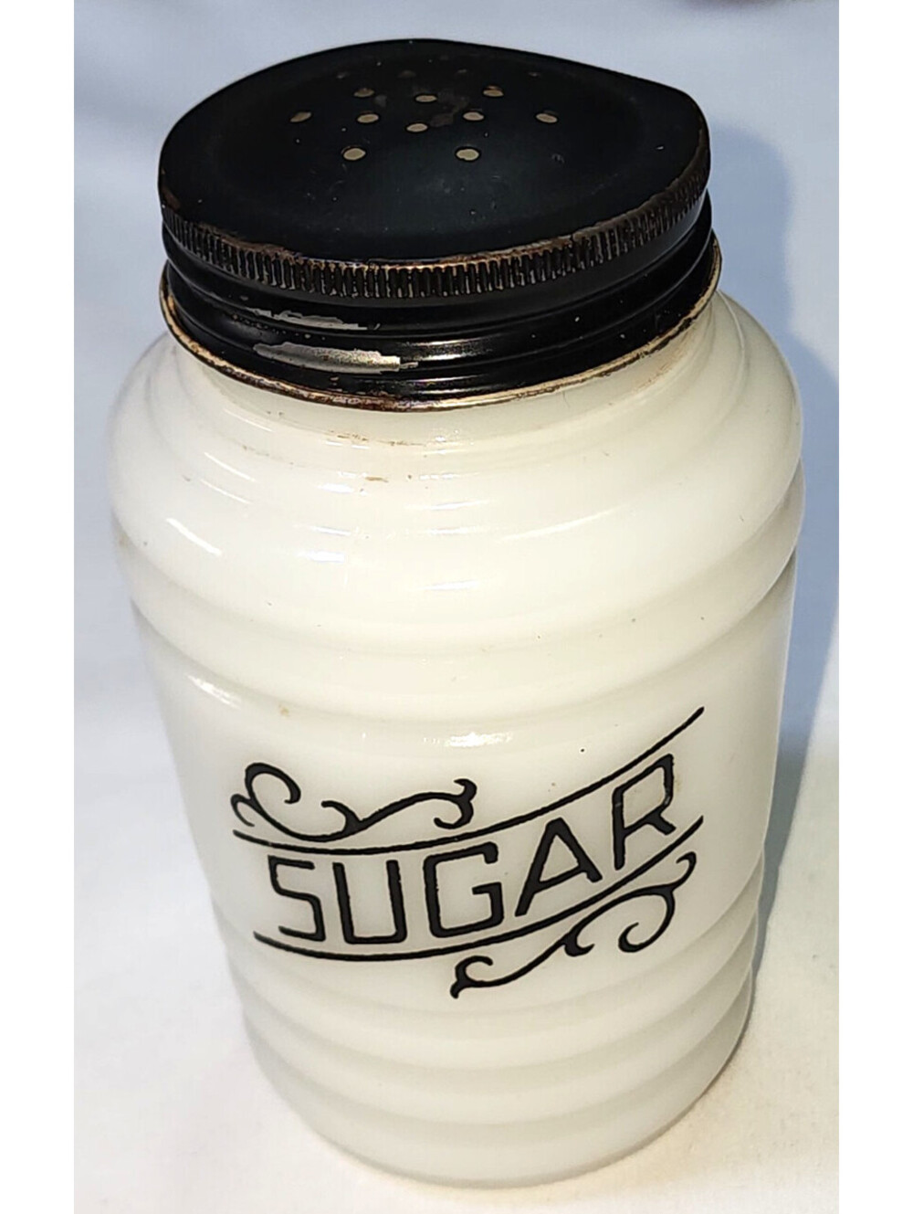 Hazel Atlas Beehive Milk Glass Sugar Shaker Vintage